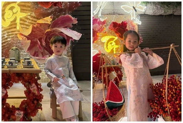2 nhóc tỳ nhà Đàm Thu Trang đón Tết sớm tại biệt thự triệu đô
