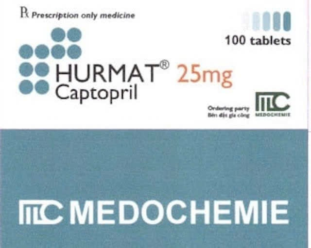 Viên nén Hurmat 25mg bị thu hồi toàn quốc do không đạt tiêu chuẩn chất lượng về chỉ tiêu định tính Captopril Disulfid/ Ảnh stp.bacninh.gov.vn 1.jpg