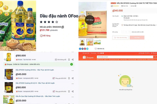 Sản phẩm dầu ăn OFood hết hàng trên nhiều website phân phối và gian hàng điện tử. (Ảnh chụp màn hình) dau1.jpg