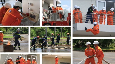 Công ty Thuỷ điện Buôn Kuốp diễn tập phòng cháy chữa cháy 