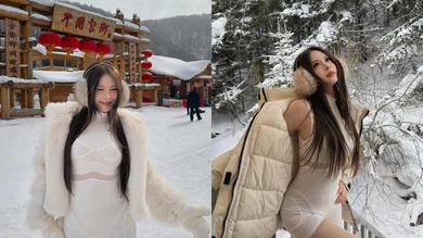 Thả dáng giữa 'làng tuyết cổ tích', Tiktoker Ngân Hà đốn tim người hâm mộ