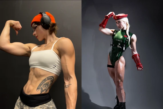 Vẻ đẹp độc đáo của cô gái mặt xinh và bắp tay cuồn cuộn