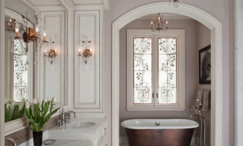 Phòng tắm bừng sáng với thiết kế đèn lạ mắt