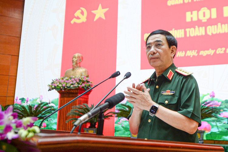 Đại tướng Phan Văn Giang phát biểu khai mạc hội nghị. Ảnh: Huy Văn. z6764355557671-00ec9090efb208333c9c3aef24dc1900.jpg