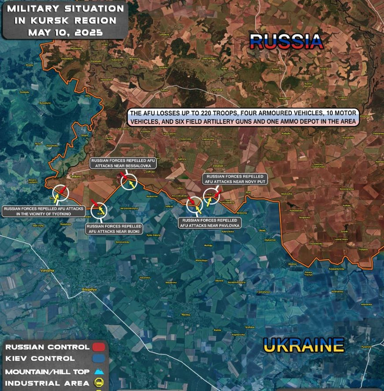 Kế hoạch đầy tham vọng của Kiev nhằm giành lại chỗ đứng mới ở khu vực Kursk của Nga, vào trước Ngày Chiến thắng vào ngày 9/5 đã thất bại, khi quân đội Ukraine (AFU) chịu tổn thất nặng và không đạt được các mục tiêu chính trị hoặc quân sự của họ. 1a.jpg