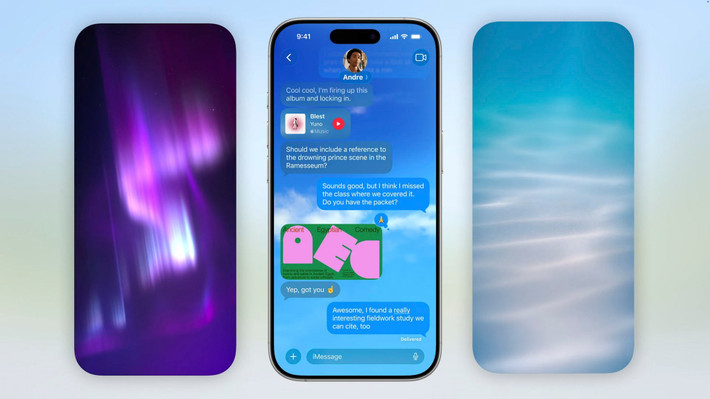 iOS 26 cũng bổ sung tính năng tùy chỉnh hình nền cho tin nhắn (người dùng có thể tạo những hình nền độc đáo phù hợp với cuộc hội thoại của mình bằng Image Playground). Nhờ Apple Intelligence, ứng dụng Tin Nhắn trên iOS 26 có thể xác định và đề xuất tạo khảo sát khi cần thiết (rất hữu dụng trong chat nhóm).
