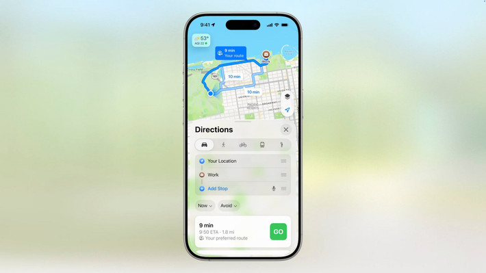 iOS 26 giờ đây có thể dùng trí thông minh trên thiết bị để hiểu hơn về tuyến đường hàng ngày của người dùng, hiển thị tuyến đường họ yêu thích khi về nhà hay đến văn phòng, cũng như thông báo cho người dùng nếu có trễ giờ và đưa ra tuyến đường thay thế.