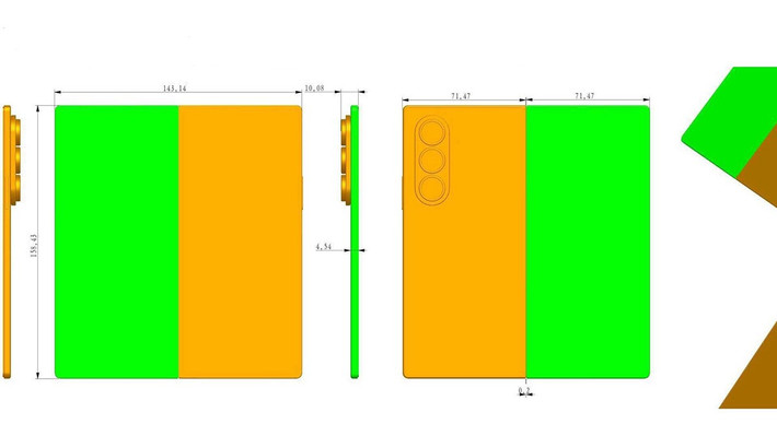 Sammobiles đã chia sẻ các file CAD của Galaxy Z Fold7 và Flip7, qua đó hé lộ nhiều chi tiết thú vị. Theo rò rỉ, mẫu máy kế nhiệm Galaxy Z Fold6 mỏng 4.54mm khi mở ra. Khi gập lại, nó có thân máy mỏng 9mm hoặc dày hơn 0.1mm so với OPPO Find N5, hiện là điện thoại có thể gập mỏng nhất thế giới. Kích thước khi mở ra là 158.43 x 143.14 x 4.54mm.