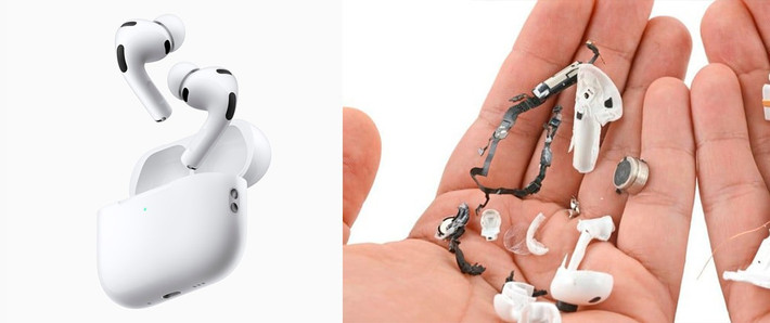 iFixit cho rằng không có cách nào để sửa chữa pin của AirPods Pro 3 mà không gây ra vết bẩn trên nhựa của tai nghe và vỏ, vì chúng phải được cạy ra.