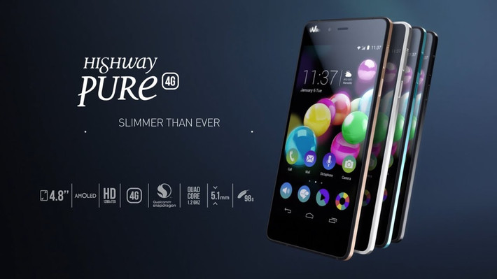 Một thiết bị khác là Wiko Highway Pure, ra mắt năm 2015 với độ dày 5,1mm và trọng lượng chỉ 98g, gây ấn tượng mạnh với thiết kế nhẹ nhàng nhưng vẫn sở hữu màn hình AMOLED sắc nét.