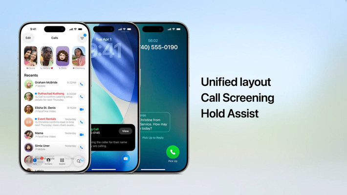 Nhiều chức năng mới cho ứng dụng Điện thoại. Theo Apple chia sẻ, ứng dụng Điện thoại trên iOS 26 sở hữu bố cục Unified layout - gom lại các thông tin của liên hệ Yêu Thích, Gần Đây và Thư Thoại vào một khu vực.