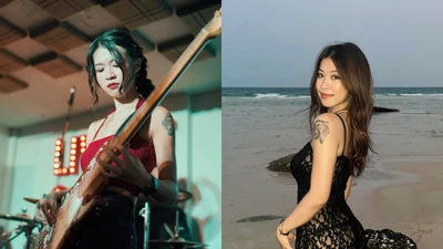 Ôm guitar điện đàn hát, gái xinh bỗng nổi tiếng khắp MXH