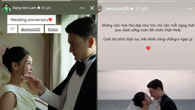 Vợ chồng thủ môn Đặng Văn Lâm kỷ niệm ngày cưới
