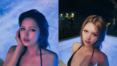 Xoài Non "đốt mắt" fan với loạt ảnh bikini bên bể bơi