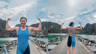 Kình ngư Ánh Viên khoe cơ bắp cánh mày râu nhìn phải nể