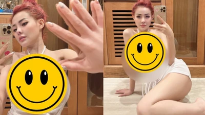 Ngân 98 ăn mặc hở hang, uốn éo trước gương gây chú ý