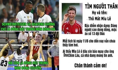 Ảnh chế Euro 2016: Muller mất tích, sao ĐT Đức đánh bóng chuyền