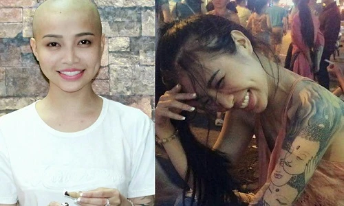 Hot girl xăm trổ bất ngờ cạo đầu đi tu gây sốc