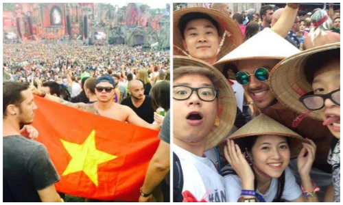Bạn trẻ mang nón lá, cờ Tổ quốc sang Bỉ “quẩy” Tomorrowland