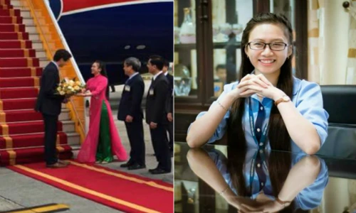 Tài sắc nữ sinh vinh dự được tặng hoa Thủ tướng Canada