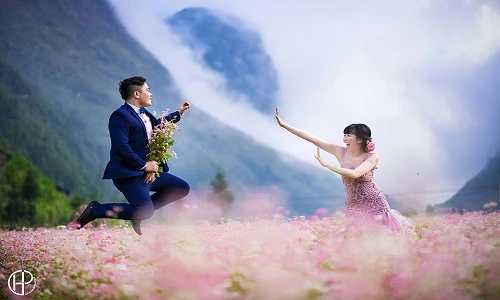 Bộ ảnh cưới phượt Hà Giang rực sắc hoa tam giác mạch