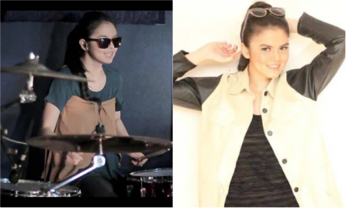 Nhan sắc hotgirl đeo kính đen đánh trống điêu luyện