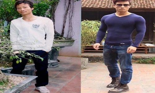 Chàng trai tong teo chăm tập gym lột xác thành 6 múi