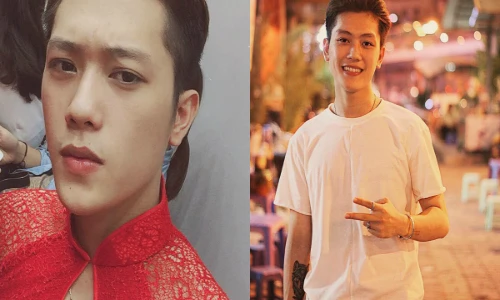 Dân mạng phát cuồng hot boy cắt tóc mặc áo dài đỏ 