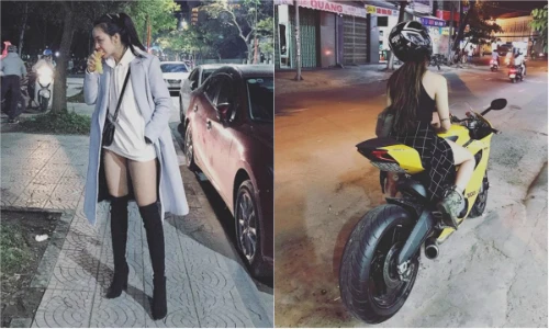 Kiều nữ xứ Huế cưỡi moto khủng mê diện quần 5cm xuống phố