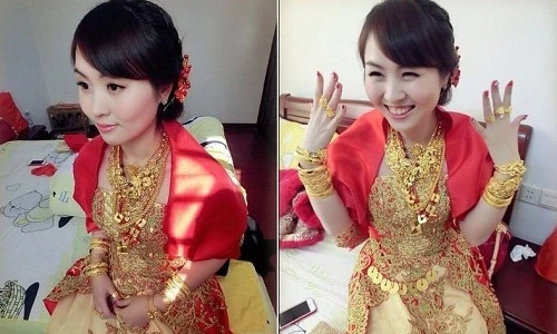 Hoa mắt với đám cưới "tắm trong vàng" của cô dâu Trung Quốc