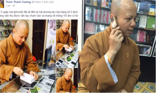 Sư thầy khoe ảnh đập hộp iPhone 6, xài Vertu gây sốt