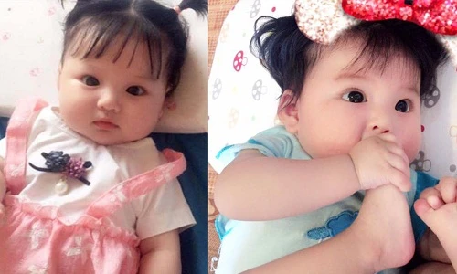 Nhóc tì 4 tháng hai má phúng phính, tóc bồng bềnh gây sốt