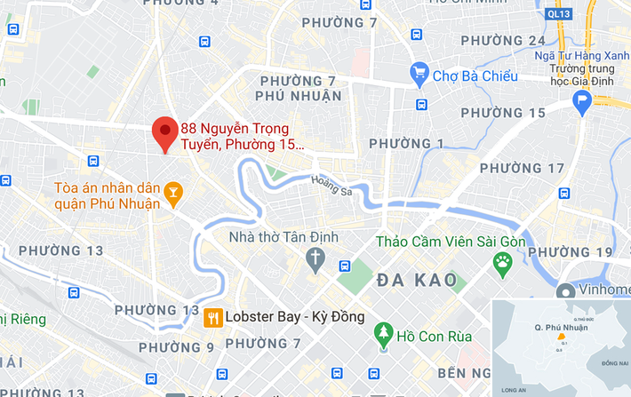 Vụ nổ xảy ra trên đường Nguyễn Trọng Tuyển, quận Phú Nhuận. Ảnh: Google Maps.