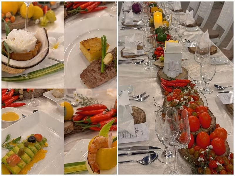 Bữa tiệc trên bờ biển của gia đình Lan Khuê đầy sang chảnh. Ảnh: FB Lan Khuê.