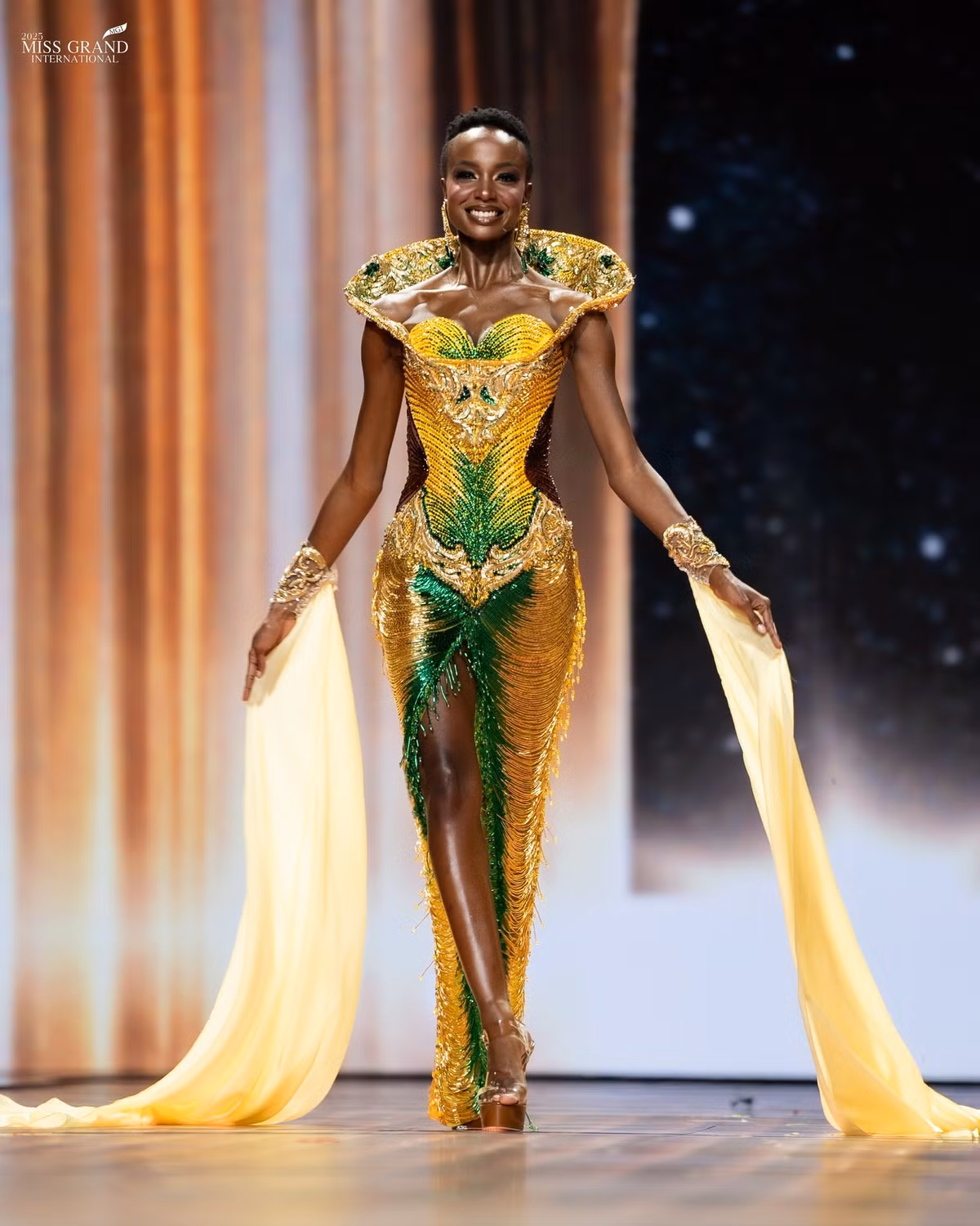 Faith Maria Porter đến từ Ghana, đoạt danh hiệu Á hậu 3 Miss Grand International 2025. Lợi thế ngoại hình của cô là nụ cười tươi tắn, hình thể săn chắc. Ảnh: Miss Grand International.