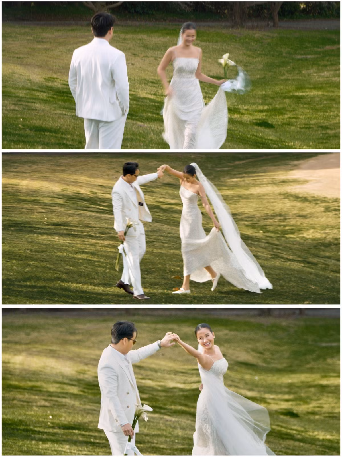 ...Là khi mình dạo phố, cùng cười vang giữa đám đông. Là khi ngồi ăn một bữa cơm giản dị mà vẫn thấy vui như lễ hội. Tình yêu của mình không rực rỡ, nhưng đủ ấm để đi qua năm tháng. Anh. Người cùng em đi qua từng ngày, vừa là bạn, vừa là người yêu, và bây giờ là người chồng em luôn trân quý", Hương Ly viết.