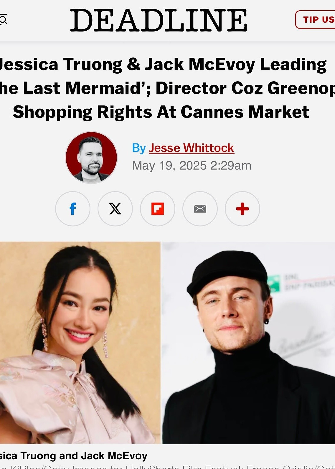 Mới đây, người đẹp sinh năm 1987 xuất hiện trên tờ Deadline (Mỹ). Theo tờ này, Trúc Diễm cùng Jack McEvoy sẽ đóng vai chính trong The Last Mermaid - một bộ phim tình cảm khoa học viễn tưởng của đạo diễn người Anh Coz Greenop. Ảnh: FB Trúc Diễm.