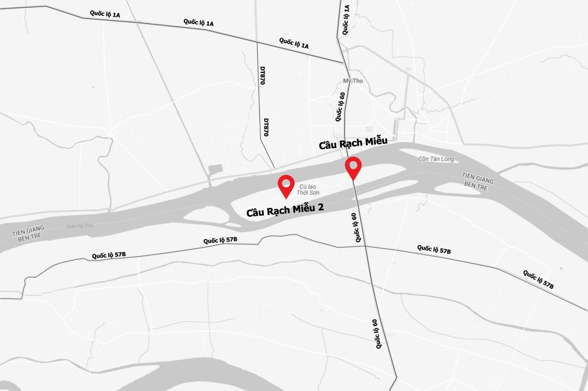 Vị trí cầu Rạch Miễu 2.