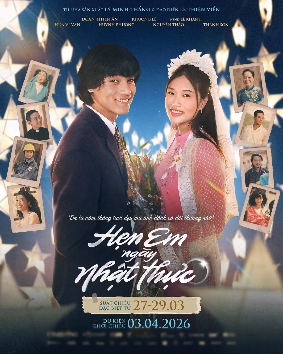 “Thời gian đó, tôi đến tu viện Làng Sông, cũng là bối cảnh quay phim và được học, trải nghiệm cuộc sống, sự mực thước của các sơ. Tôi dậy lúc 4h sáng, cùng các sơ chăm sóc các em nhỏ, phụng sự. Gia đình tôi vốn theo đạo dòng Tin Lành, tôi từng chứng kiến và hiểu những chuyện tình tan vỡ vì rào cản tôn giáo. Nhân vật Ân có nỗi đau của cô ấy, mẹ Hoa cũng có nỗi đau của bà”, Thiên Ân nói.Ảnh: FB Thiên Ân.