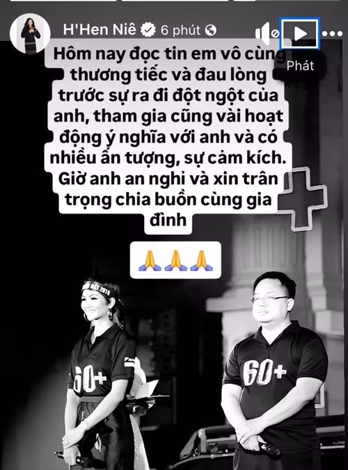 Hoa hậu H'hen Niê thương tiếc và đau lòng trước sự ra đi đột ngột của ông Hoàng Nam Tiến. Cả hai từng tham gia một số hoạt động ý nghĩa. Ảnh: FB H’’hen Niê.