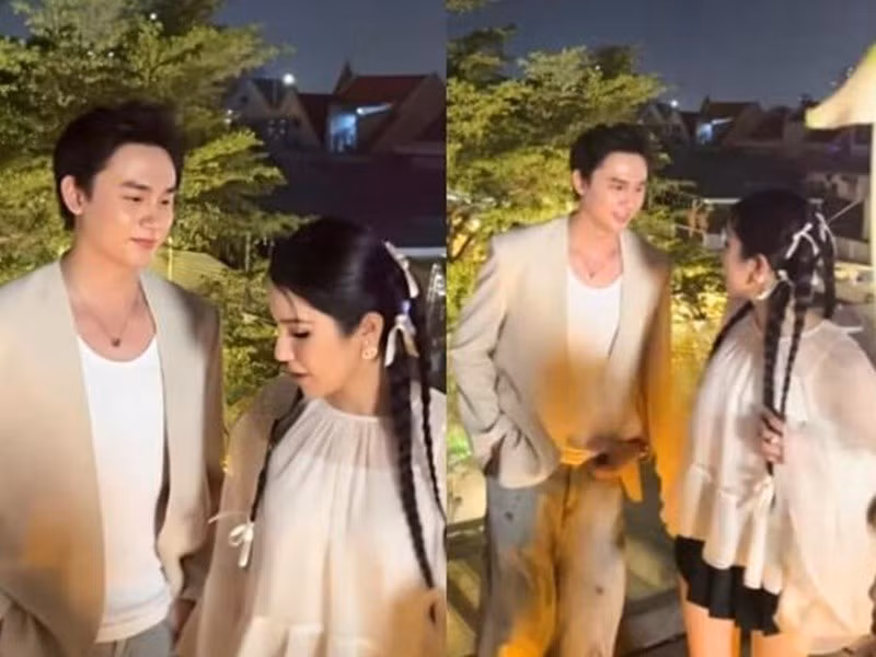 Tại một sự kiện vào tháng 3/2025, Diệp Lâm Anh và Phạm Kiên chụp ảnh chung nhưng nhanh chóng tách ra để tránh gây chú ý. Ảnh: Thương Hiệu Pháp Luật.