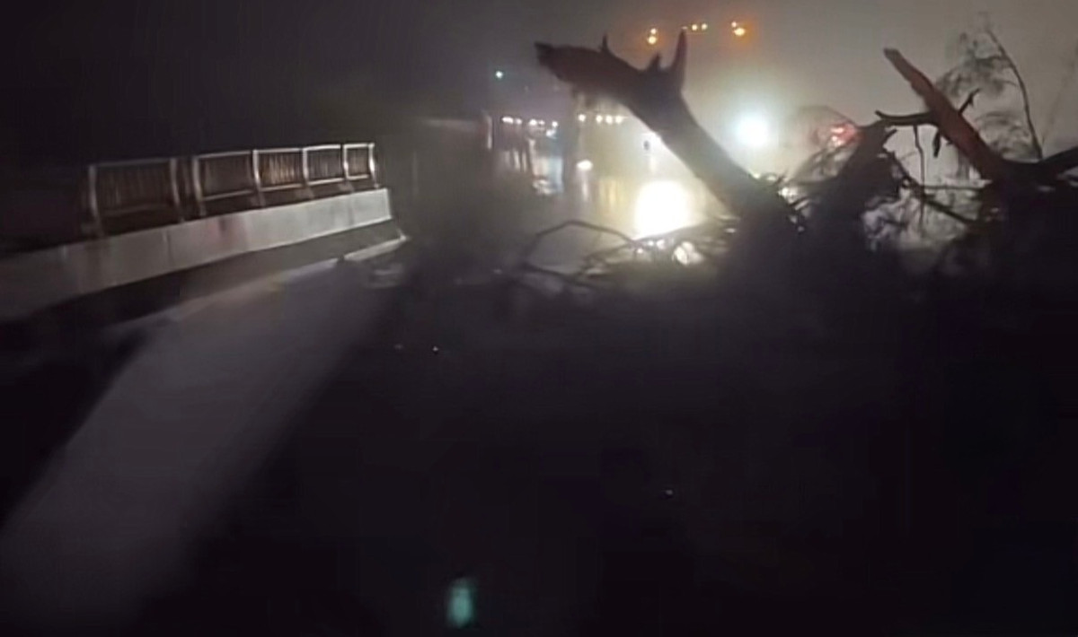 Đất đá cùng cây cối bị sạt xuống cầu treo đèo D&apos;Ran.