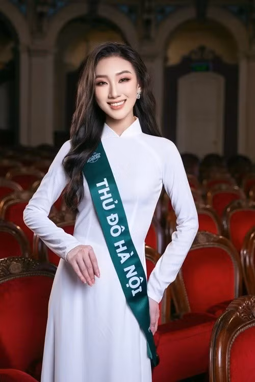 Lê Hoàng Bảo Ngọc cao 1m75, có số đo ba vòng 85-64-95cm. Ở Hoa hậu Trái đất Việt Nam 2025, cô vào top 5 Người đẹp tài năng. Ảnh: Hoa hậu Trái đất Việt Nam.