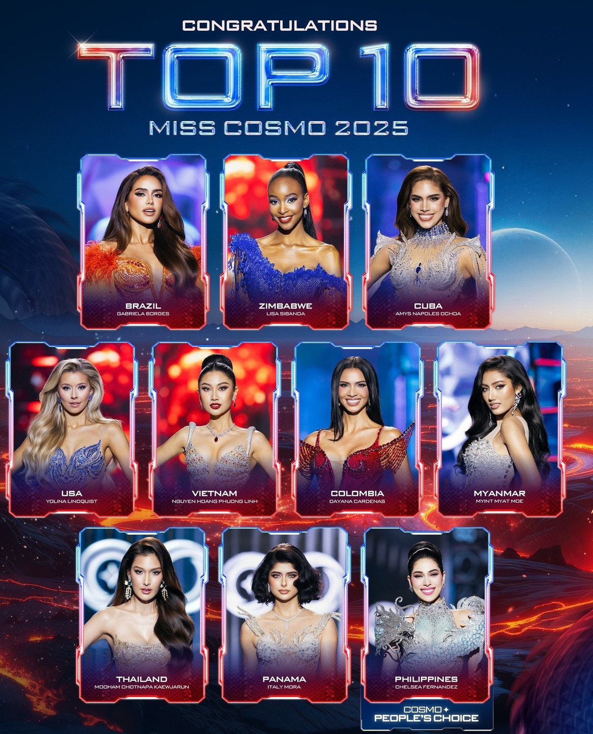 Theo Znews, khi trình diễn trang phục dạ hội trong top 10, đại diện Myanmar bị vấp váy. Tuy nhiên, ngay sau đó, thí sinh này nhanh chóng lấy lại bình tĩnh để hoàn thành phần thi. Ảnh: Miss Cosmo.