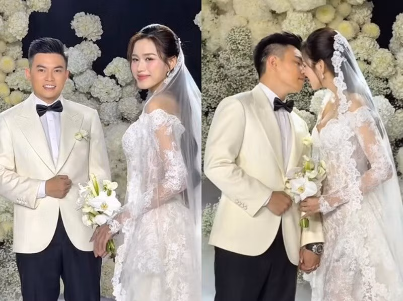 Đỗ Thị Hà trao nhau nụ hôn ngọt ngào trong đám cưới. Ảnh: Người Đưa Tin.