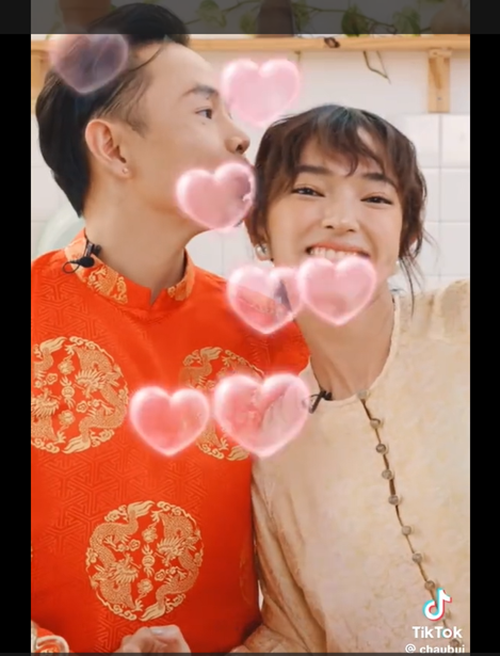Trên mạng xã hội, Châu Bùi và Binz đăng tải không ít khoảnh khắc ngọt ngào bên nhau. Ảnh: TikTok Châu Bùi.