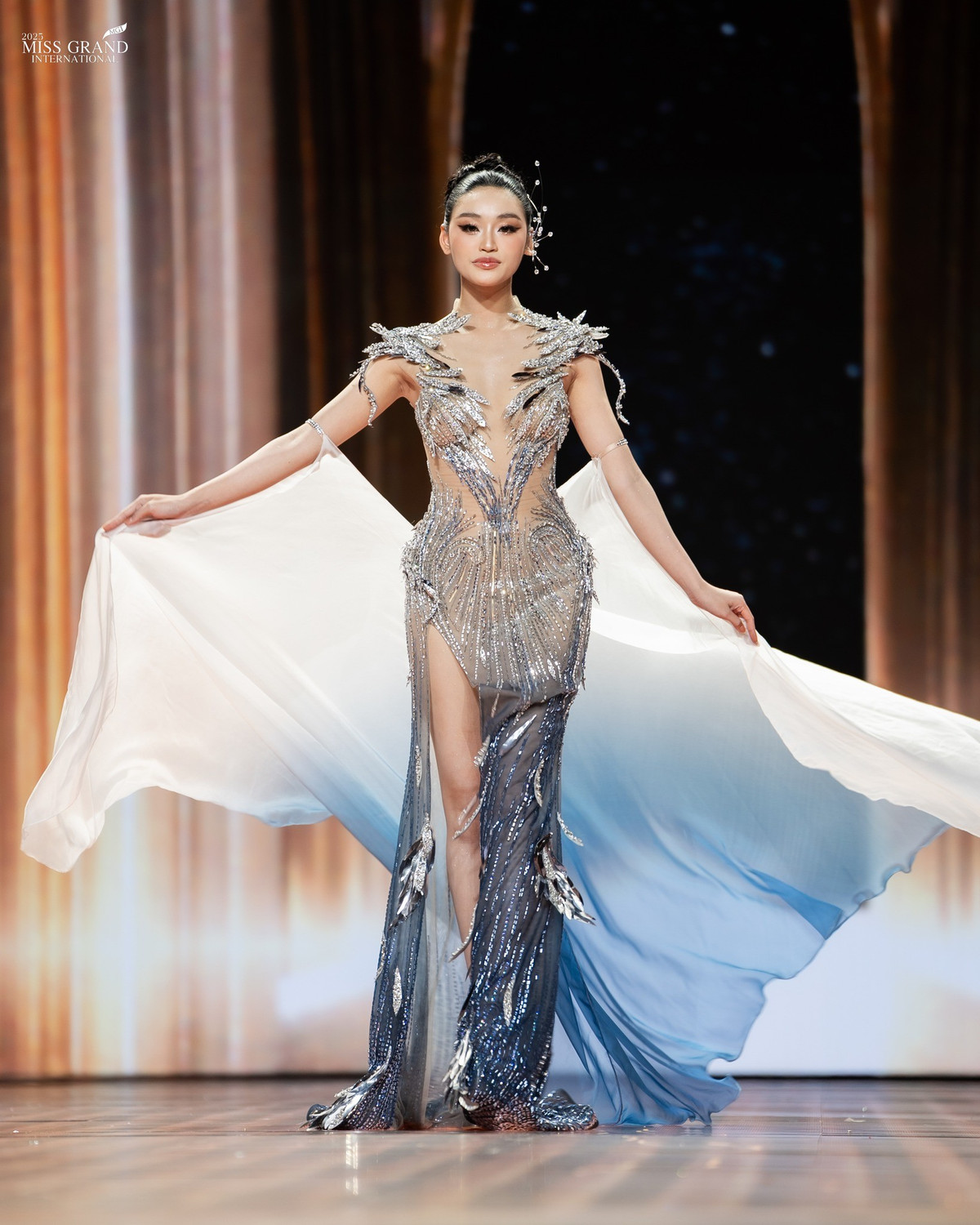 Cách đây ít ngày, đại diện Việt Nam cùng 76 thí sinh trải qua bán kết Miss Grand International 2025. Ảnh: Miss Grand International.