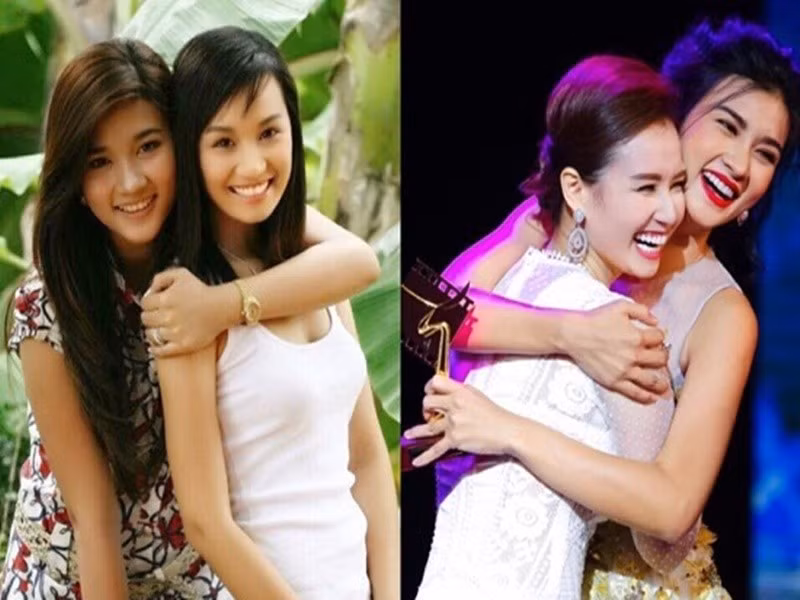 Ở cuộc thi Phụ nữ thế kỷ 21 năm 2006, Lã Thanh Huyền đoạt ngôi vị quán quân, Kim Tuyến giành danh hiệu á quân. Sau sân chơi này, hai mỹ nhân Việt trở nên thân thiết. Ảnh: Vietnamnet.