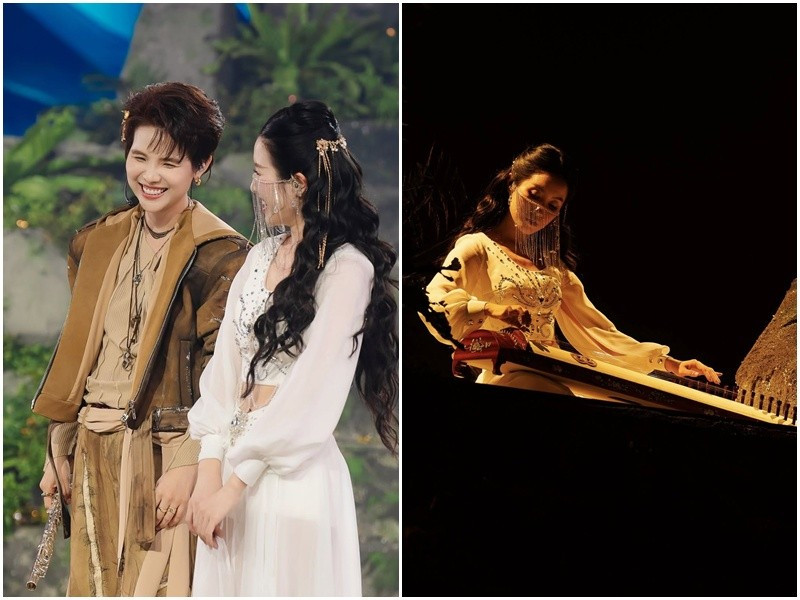 Trong tập 11 chương trình Anh trai say hi vừa lên sóng, Bí Đỏ trình diễn đàn tranh, hỗ trợ tiết mục của nhóm Vũ Cát Tường. Ảnh: FB Vũ Cát Tường.