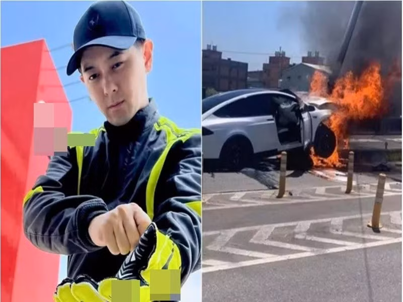 Theo VOV, tháng 7/2022, Lâm Chí Dĩnh lái xe hơi, chở con trai. Chiếc xe bị va chạm mạnh rồi bốc cháy, khiến Lâm Chí Dĩnh bị thương nặng: gãy xương mặt, gãy xương bả vai, chấn thương sọ não, con trai của tài tử may mắn chỉ bị thương nhẹ. Ảnh: Dân Việt.